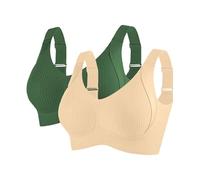 Lote de 2 sujetadores de apoyo para todos los días de gran tamaño, sujetador elástico casual espalda descubierta, soporte clásico para garganta cómodo, anticaídas ropa interior push-up, N., L