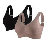 Lote de 2 sujetadores sin aros push up para mujer sin costuras anti-caída sujetador deportivo running yoga tirantes ajustables transpirable suave moda ligero verano ropa interior sujetador top de uso