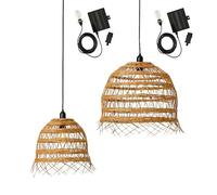 Lote de 2 suspensiones solares 2X HAWAII LONG SOLAR de poliratán con cable híbrido de red y solar de 5 m de longitud