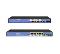 Lote de 2 switches Ethernet Gigabit PoE+ de Capa administrada 2+ 16 puertos con 2 puertos de enlace ascendente SFP y 2 RJ45 cada uno, presupuesto PoE 285 W, puerto de consola