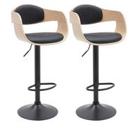 Lote de 2 taburetes de bar kingston simil cuero natural/negro 50x48x87 cm