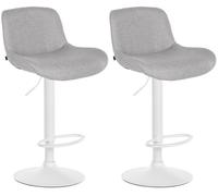 CLP Lote de 2 taburetes de Bar Solon Blanco I tapizado de Terciopelo o Tela I Taburete de Bar Regulable en Altura y Giratorio, Color:Gris Claro, Material:Tela