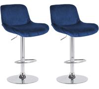 Lote de 2 taburetes de bar solon cromados terciopelo azul 50x50x85 cm