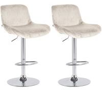 Lote de 2 taburetes de bar solon cromados terciopelo crema 50x50x85 cm