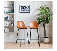 Lote de 2 taburetes de bar vintage lucien cognac - altura del asiento 75cm