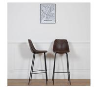 Lote de 2 taburetes de bar vintage lucien marrón- altura del asiento 75cm