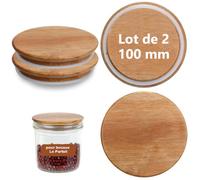 Lote de 2 tapas Apté à Le Parfait Madera 100 mm con junta de goma tarros tapa acacia para tarros Le Parfait Terrine 500 750 1000 ml Super Jar 3L Familia Wiss Terrine 350 500 750 1000 ml