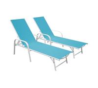 Lote de 2 tumbonas de textileno azul sardinia - estructura blanca