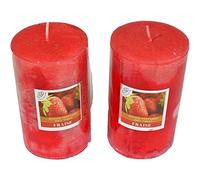 Lote de 2 velas votivas decorativas perfumadas, antitabaco, para decoración del interior de tu casa y para crear un ambiente rojo, fragancia de fresa, 6 x 10 cm, duración de 40 horas