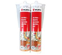 Lote de 2 Wurth A8 Pro masilla de silicona translúcido/transparente 310 ml ideal Acuario Wurth masilla de silicona neutra Ext