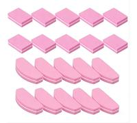 Lote de 20 almohadillas para uñas - Buffer para uñas: 10 púrpura media luna + 10 cuadrados rosas, limas de uñas de doble cara para uñas de gel y acrílico, lavables para uñas de gel con grano 100/180