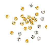 Lote de 20 cuentas espaciadoras sueltas con diseño de rayas talladas en oro de 18 quilates for pendientes, collares y flores, for hacer joyas DIY.(14K Gold,3mm-100Pcs)