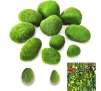 Lote de 20 Piedras de Musgo Artificial Verde en 2 Tamaños Diferentes | Bolas Decorativas para Jardín de Hadas, Terrarios, Arreglos Florales, Centros de Mesa y Manualidades (DIY)