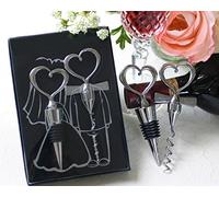 Lote de 20 Set de Vino UNIÓN DE CORAZONES - Tapón y Sacacorchos Abrebotellas para Detalles de Bodas Hombres Mujeres