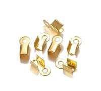 Lote de 200 cierres de cala para extremos de cordón, cinta de cuero, clips de punta plegables, conectores de cuentas para hacer joyas, suministros de bricolaje, dorados, 3 x 6 mm