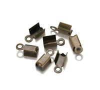 Lote de 200 cierres de cala para extremos de cordón, cinta de cuero, clips de punta plegables, conectores de cuentas para hacer joyas, suministros de bricolaje, bronce antiguo, 3 x 6 mm