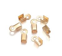 Lote de 200 cierres de cala para extremos de cordón, cinta de cuero, conectores de cuentas plegables para hacer joyas, suministros de bricolaje, oro KC, 3,5 x 9 mm