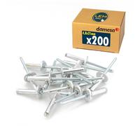 Lote de 200 - Remache pop floreciente flor explotada cabeza plana ancha aluminio/acero 4,8 x 21 mm