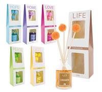 Lote de 24 Ambientadores Pom Pom Home - Ambientadores, Mikados Originales para Detalles de Bodas, Bautizos, Comuniones. Ambientadores -Vainilla -Rosas -Lavanda -Océano -Té verde -Canela