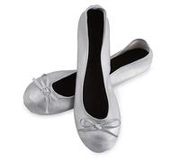 Lote de 24 Bailarinas Plegables Plegadas PLATEADAS para Bodas - Manoletinas color Plata, Zapatillas Bailarinas Planas Baratas Enrolladas Enrollables Bodas