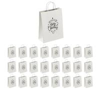 Lote de 25 bolsas de papel blanco con asas de 25 x 10 x 32 cm: Bolsa de Navidad, un elegante envoltorio de regalo navideño