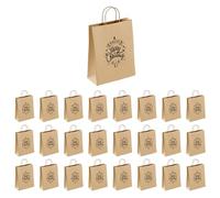 Lote de 25 bolsas de papel kraft marrón con asas de 18 x 8 x 24 cm: Bolsa de Navidad, un elegante envoltorio de regalo navideño