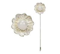 Lote de 25 Elegantes Alfileres con Capuchón "Flor con Perla Central". Complementos. Joyas y Bisutería. Regalos Originales. Detalles de Bodas, Comuniones, Bautizos. CC