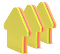 Lote de 3 bloques de notas de flecha adhesiva reposicionable, 3 bloques de notas de 100 hojas de 5 colores neón, es decir, 300 notas adhesivas, formato 7 x 7 cm