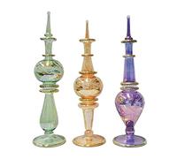Lote de 3 Botes de Cristal egipcios Hechos a Mano en Egipto para Guardar Tus perfumes Favoritos Grupo DIS 16-17 cm