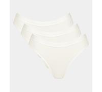 Lote de 3 braguitas brasileñas de talle alto Go Casual Mujer Talla XL. Color Blanco