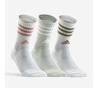 Lote de 3 calcetines de deporte adidas altos blancos grises rayas cobrizas. 40/42