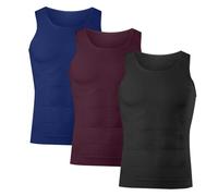 Lote de 3 camisetas de compresión para hombre, camiseta de cuerpo que adelgaza el vientre plano invisible para adelgazar, camiseta de compresión para hombres, chaleco de modelado del cuerpo, 02-m, M