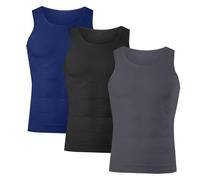 Lote de 3 camisetas de compresión para hombre, camiseta de cuerpo que adelgaza el vientre plano invisible para adelgazar, camiseta de compresión para hombres, chaleco de modelado del cuerpo, 02-d, L