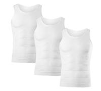 Lote de 3 camisetas de compresión para hombre, camiseta de cuerpo que adelgaza el vientre plano invisible para adelgazar, camiseta de compresión para hombres, chaleco de modelado del cuerpo, 02-blanco