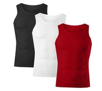 Lote de 3 camisetas de compresión para hombre, camiseta de cuerpo que adelgaza el vientre plano invisible para adelgazar, camiseta de compresión para hombres, chaleco de modelado del cuerpo, 02-o, L