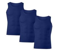 Lote de 3 camisetas de compresión para hombre, camiseta de cuerpo que adelgaza el vientre plano invisible para adelgazar, camiseta de compresión para hombres, chaleco de modelado del cuerpo, 02-azul