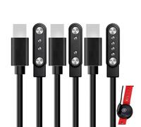 Lote de 3 Cargadores Magnéticos Universales para Relojes Conectados y Fitness Trackers, Adaptadores de 2 Pines (4mm y 7.62mm) y Cable USB-C de 4 Pines (2.6mm) para Carga Rápida y Segura