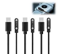 Lote de 3 Cargadores Magnéticos Universales para Relojes Inteligentes y Fitness Trackers, Incluye Adaptadores de 2 Pines (4mm y 7.62mm), Cable USB-C de 4 Pines (2.6mm) para Carga Eficiente y Segura