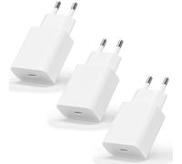 Lote de 3 Cargadores rápidos 25 W Compact USB-C - Protectores con Chip IC, Cargador rápido para iPhone, iPad, Samsung, Android, Enchufe de la UE