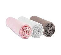 Lote de 3 draps housse Bambou - 70 x 140 cm - Rosa Blanc Taupe