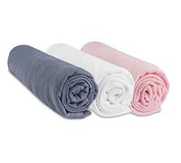 Lote de 3 draps housse Coton - 60 x 120 cm - gris blanco rosa