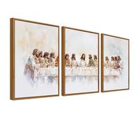 Lote de 3 Enmarcado Cuadro Moderno La Última Cena de Jesús Lienzo Cuadro Decoracion Los Doce Apóstoles Cristianos Pintura Imagen Religioso Cuadros Decorativos Salon Dormitorio Iglesia 30cmx40cm x3pcs