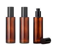 Lote de 3 frascos de bomba de vidrio ámbar recargables de 60 ml para crema de viaje, loción de viaje, mini dispensador de jabón, recipiente cosmético para emulsión, gasolina, base líquida