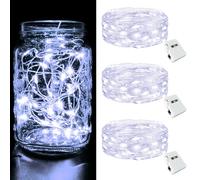 Lote de 3 mini guirnaldas LED a pila, 2 m 20 LED, 3 modos, guirnalda luminosa IP65, impermeable, pequeña guirnalda luminosa LED, interior, decoración para jardín, habitación, boda, fiesta, Navidad