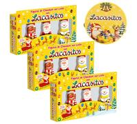 Lote de 3 Navidad Lacasitos Figuras Huecas 3x34g con Pandereta de regalo - Dulce regalo navideño de chocolate con leche