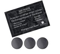 Lote de 3 pastillas de parche adhesivo de shungite piedra natural lithotherapie - piedra de protección natural contra las ondas electromagnéticas para su teléfono móvil, wifi 3