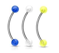 Lote de 3 Piercings curvados lengua serpiente ojo CARLA acero quirúrgico inoxidable antialérgico, Barbell LovePIERCING