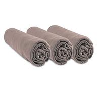 Lote de 3 sábanas bajeras de bambú para cuna de 60 x 120 - 6 colores disponibles (Taupe)