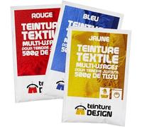 Lote de 3 sobres de Tinte Textil - Azul, Rojo y Amarillo - tintes universales, tie dye, batik, shibori