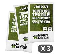 Lote de 3 sobres de Tinte Textil - VERDE OLIVA - tintes universales para ropa y tejidos naturales